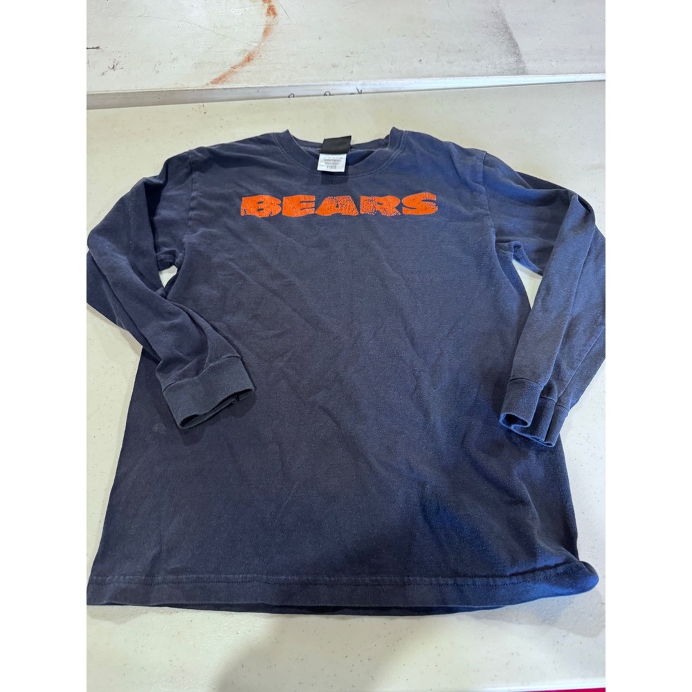 NFL Team Apparel Chicago Bears Long Sleeve Graphic Tee Navy Blue Orange Medium
